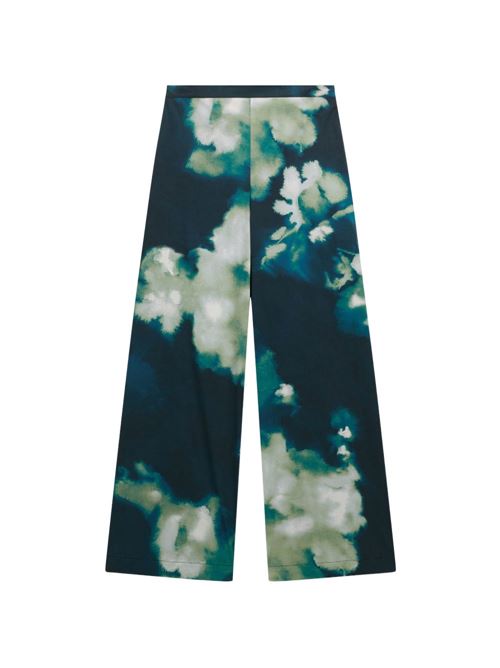 Pantalone donna Liviana Conti fantasia blu e verde in popeline LIVIANA CONTI | L6SU60N-FLW
